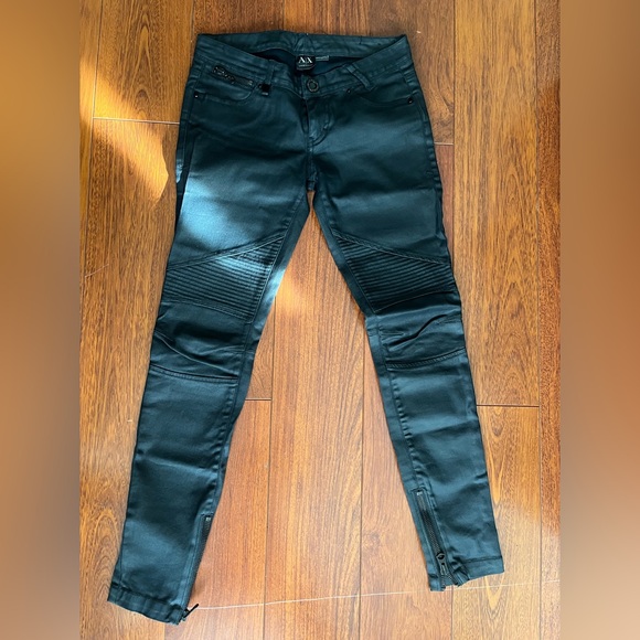 Armani Exchange size 4 waxed jeans cuff zippers - Picture 7 of 11